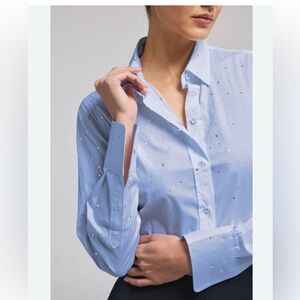 Generation Love Womens  Marcello Crystal Poplin Shirt, Blue size XL